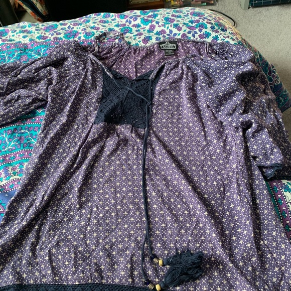 Navy flow shirt with print - Picture 1 of 3